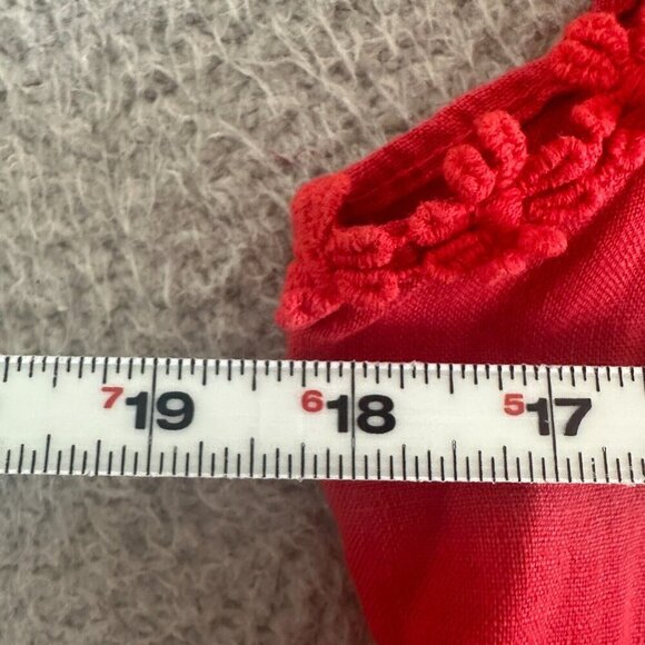 Marisa & Marie Linen Dress Red Daisy Lace Trims Tiered - Picture 15 of 16